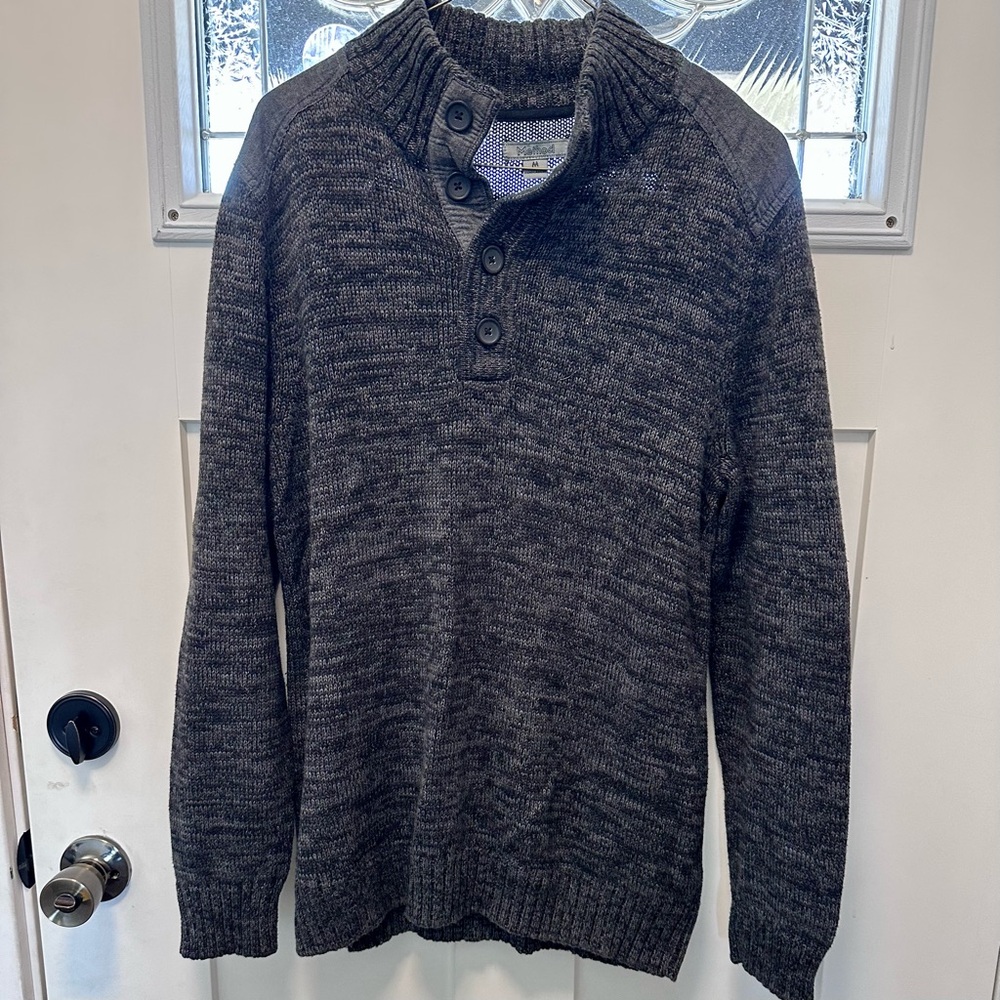 Method Men's Charcoal Quarter Button Sweater (10)